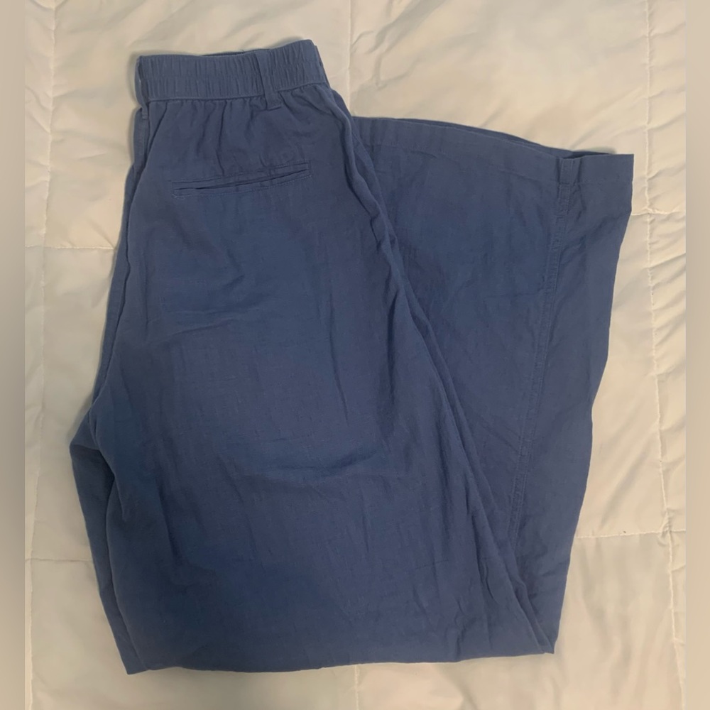 Aerie Pool-To-Party Linen Blend High Waisted Wide Legged Trouser